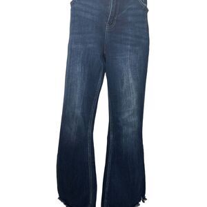 KanCan Signature High Rise Curvy Blue Raw Hem Flare Wide Leg Jeans Size 30
